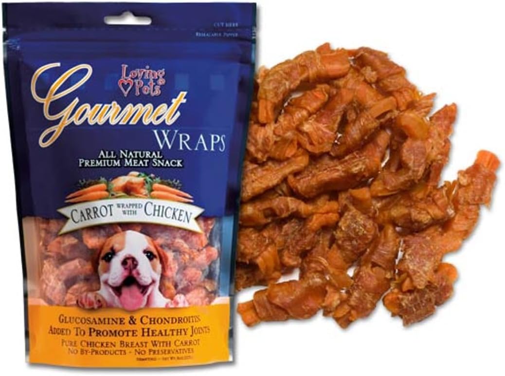 Loving Pets Gourmet All Natural Premium Carrot and Chicken Wraps with Glucosamine and Chondroitin, Dog Treats, 6oz