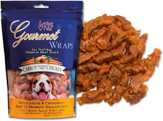 Loving Pets Gourmet All Natural Premium Carrot and Chicken Wraps with Glucosamine and Chondroitin, Dog Treats, 6oz
