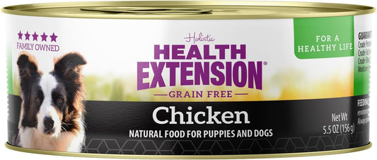 Health Extension Chicken Entrée Wet Dog Food Grain-Free – 5.5 oz – Protein-Rich Formula, Hydration Support, Ideal for Sensitive Stomachs (Case of 24 Cans)