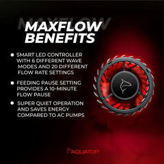 Aquatop MaxFlow MWV-3400SLIM DC Wavemaker Pump, 793 GPH – For 200 Gallon Tanks, Safe for Salt & Freshwater, Magnetic Mount, Energy-Efficient Circulation