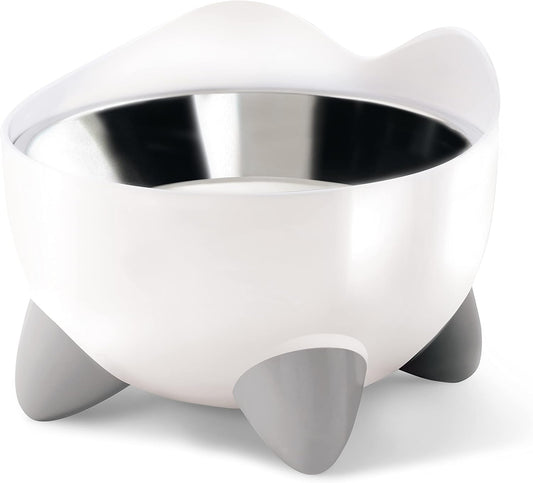 Catit PIXI Elevated Feeding Dish, Whisker Stress Free Food & Water Cat Bowl White