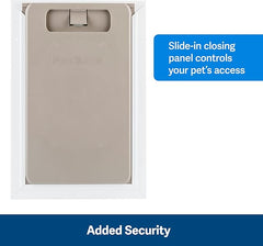 PetSafe Freedom Aluminum Pet Door for Dogs and Cats - Solid Durable Frame - Large, White, Tinted Flexible Vinyl Flap - Includes Closing Panel