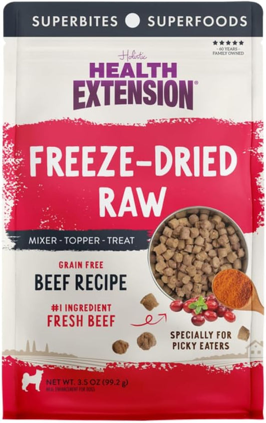 Health Extension SuperBites Freeze-Dried Raw Meat Meal Mixer for Dogs, (3.5 oz, 99.2 g) – Premium Blend with Raw Proteins and Superfoods for Optimal Nutrition