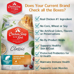 Chicken Soup for The Soul All Natural Premium Indoor w/Hairball Care Adult Dry Cat Food, Real Meat First Ingredient, No by-Products, Supports Intestinal Health, Chicken & Brown Rice