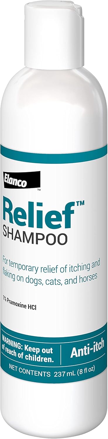 Elanco Relief Shampoo, temporary relief of itching and flaking, moisturizer for dry skin and coat, for dogs, cats and horses,