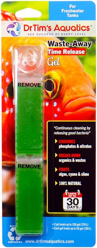 DrTim's Aquatics Freshwater Waste-Away Time Release Gel – Natural Fish Tank & Aquarium Leave-in Waste Management Solution for Dissolving Cleaning Organic Sludge –  Medium