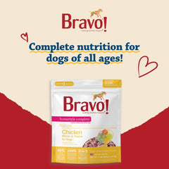 Bravo! Homestyle Complete Freeze Dried Raw Dog Food or Topper, 4 Pounds, Add Water to Rehydrate for up to 18 Pounds of Food, Grain Free, Gluten Free