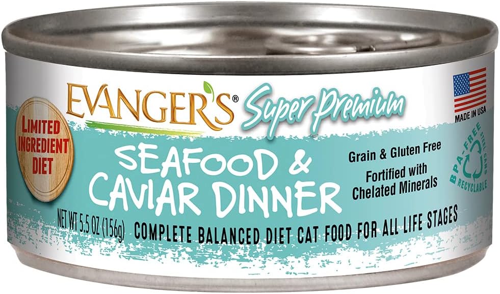 Evanger's Super Premium Seafood & Caviar Dinner for Cats - 24, 5.5 oz Cans