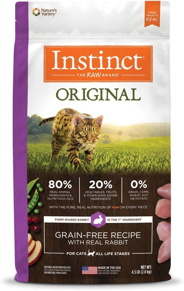 Instinct Original Dry Cat Food, Raw Coated Kibble, High Protein, Grain Free Recipe - Real Rabbit