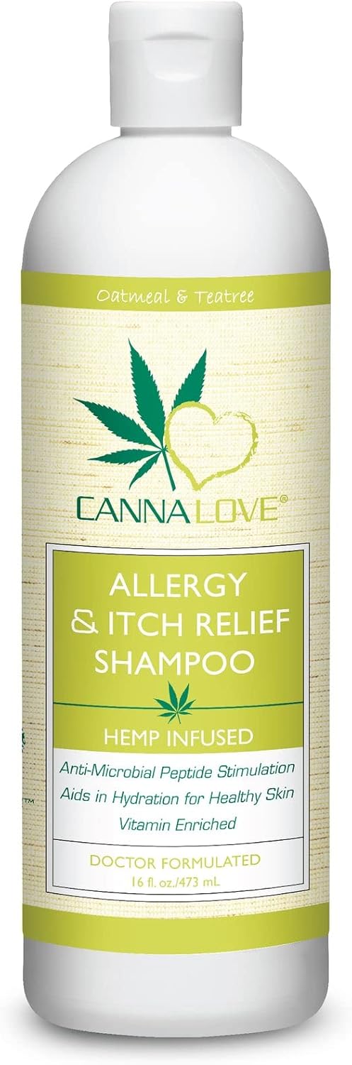 CannaLove Allergy & Itch Relief Shampoo - Soothes Topical Irritation - 16 Fl Oz