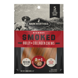 BARKWORTHIES DOG SMOKED BULLY + COLLAGEN 6 INCH, 5 PACK