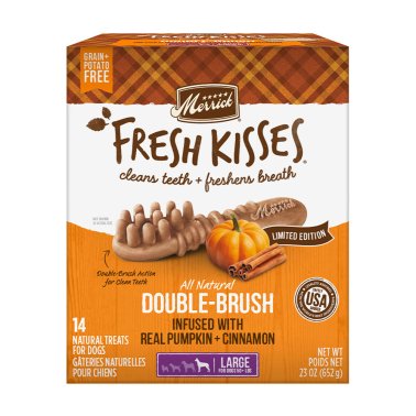 Merrick® Fresh Kisses™ Seasonal Pumpkin and Cinnamon Double Brush Large Dog Treats - 14 Count