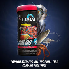 Cobalt Aquatics Color Enhancing Blue Flakes with Probiotics - Ideal for Tropical Fish - Enhances Health &Colors - Perfect for Fish Aquariums