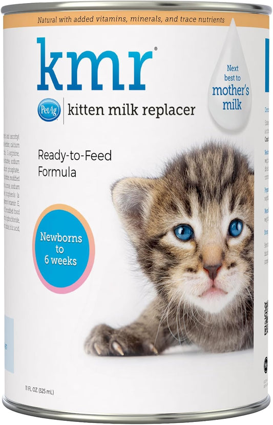 Pet-Ag KMR Kitten Milk Replacer Liquid - 11 oz - Ready-to-Feed Kitten Formula with Vitamins for Kittens Newborn to Six Weeks Old - Easy to Digest