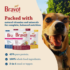 Bravo! Homestyle Complete Freeze Dried Raw Dog Food or Topper, 2 Pounds, Add Water to Rehydrate for up to 9 Pounds of Food, Grain Free, Gluten Free