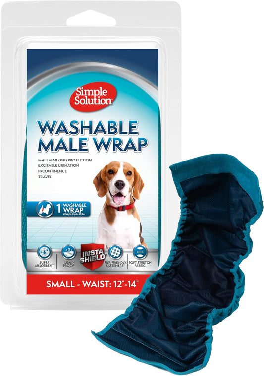 Simple Solution Absorbent Male Wraps with Leak Proof Fit | Excitable Urination, Incontinence,1 Reusable Dog Diaper Per Pack,Whites & Tans