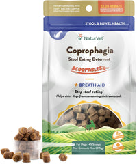 NaturVet Scoopables Coprophagia for Dogs - No Poop Eating for Dogs - Stool Eating Deterrent Supplement with Probiotic & Digestive Enzymes - Hickory Smoked Bacon Flavored