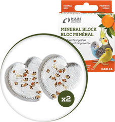 Mineral Block for Birds with Dried Orange Peel, Calcium Supplement Bird Treat (Pack of 2)