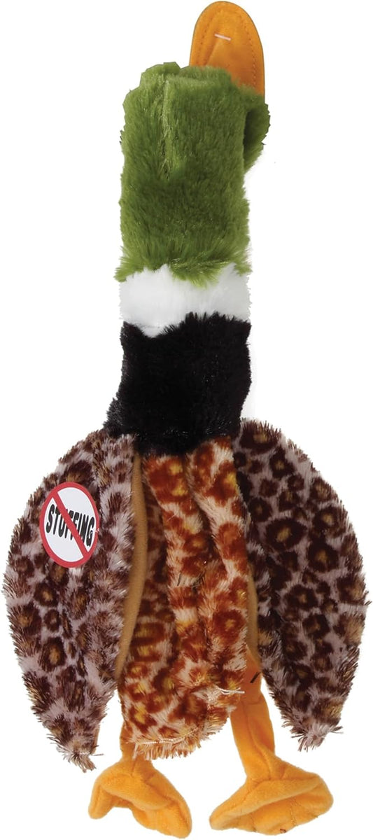 Skinneeez Mallard Duck Stuffing-Free Dog Toy, Crinkle Sound, No Squeak, Durable for Light & Moderate Chewers, Tug Toy for Small Puppies & Dogs, 14.5in, Assorted Colors