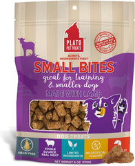 PLATO Pet Treats Small Bites - Air-Dried Training Treats for Dogs - Supports Healthy Digestion - Limited Ingredients - Lamb