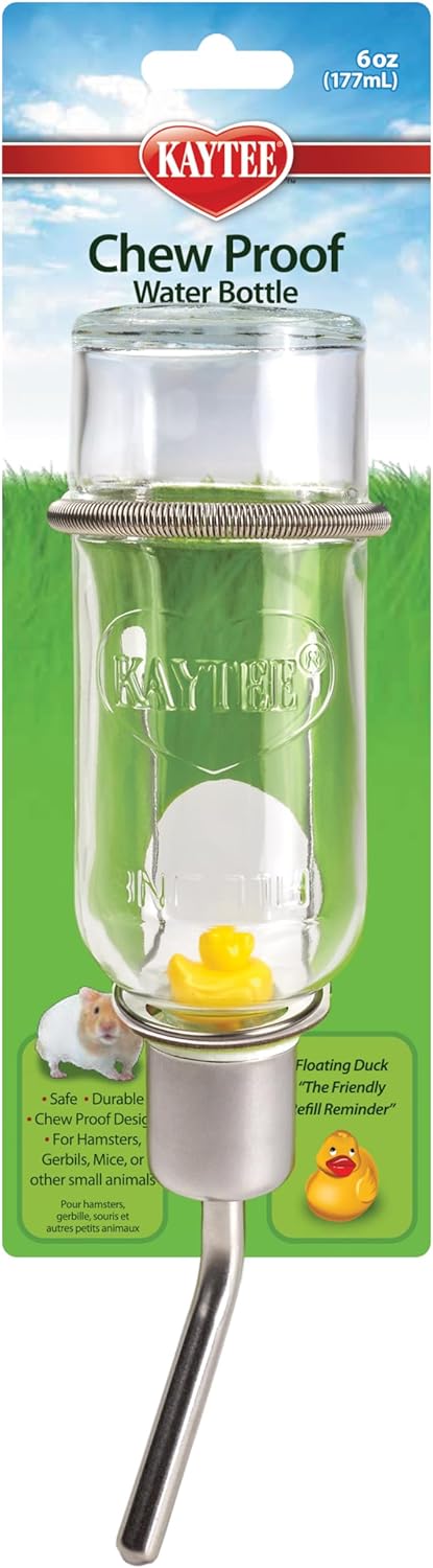 Kaytee Chew-Proof Water Bottle for Pet Hamsters, Gerbils and Rats, 6 oz