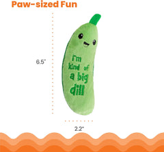 Petstages Catstages Crunchy Pickle Kicker Toy with Catnip and Dental Mesh, Pickle Shape, Plush and Crinkle Cat Toy for Kicking, Tossing, and Teeth Cleaning, Green