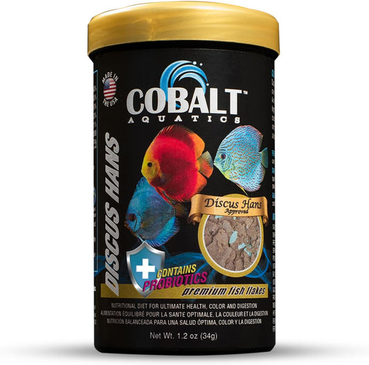 Cobalt Aquatics Discus Hans Flake - Advanced Nutrition for Vibrant Discus - Salmon Meal, Probiotics & Blue Flakes - Supports Health & Immunity