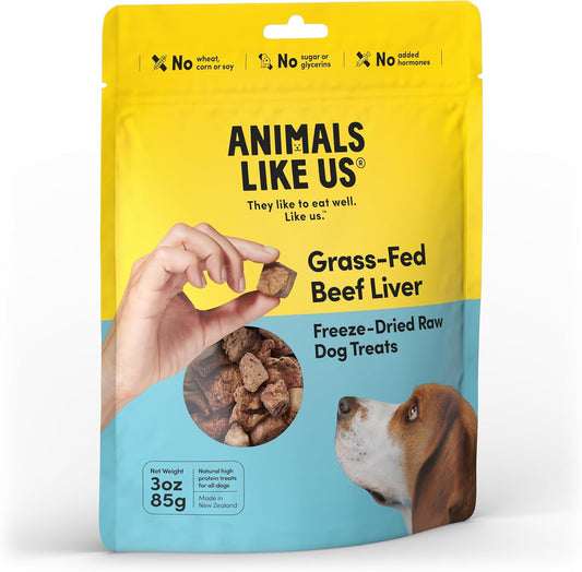 Animals Like Us - Premium Dog Treats, Freeze-Dried Raw 100% Grass-Fed Beef Liver, Single Ingredient, Protein Rich, Non-GMO, No Wheat or Corn, 3 oz