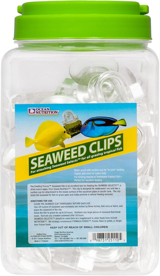 Ocean Nutrition Fish Feeder Seaweed Clips for Saltwater Fish - Aquarium Suction Cups, Holds Food Intact, Prolongs Feeding Process, Pack of 36 for Tangs, Rabbitfish, Marine Angelfish, Wrasses, Damsels