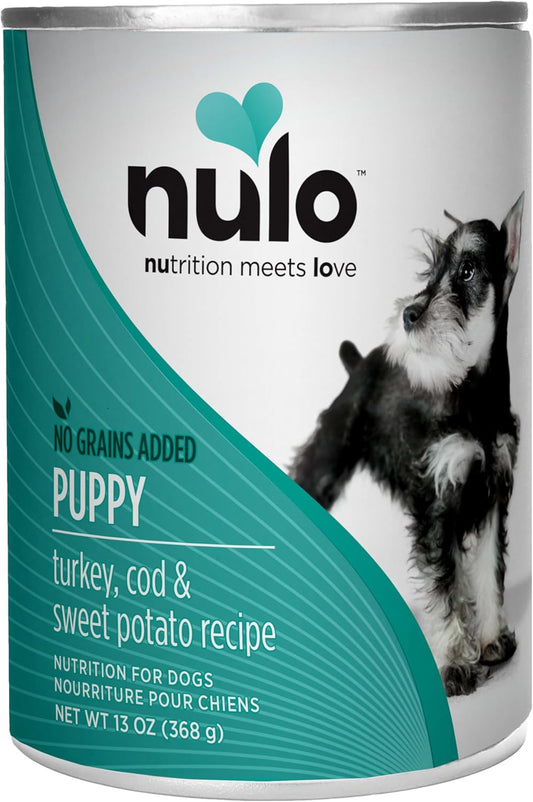 Nulo Freestyle All Breed Wet Canned Dog Food for Puppies, Premium All Natural Grain-Free, High Animal-Based Protein, Turkey, Cod, & Sweet Potato, 13 Ounce, 12 Cans