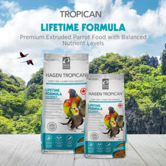Tropican Bird Food, Hagen Parrot Food with Peanuts & Sunflower Seeds, Maintenance Parrot Granules 2 mm, Lifetime Formula, 1.8 lb Bag