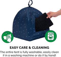 Furhaven Cat Bed Cave for Indoor Cats & Small Dogs, Washable & Foldable w/ Removable Cushion - Polycanvas Print Pet Tent - Night Sky, Small