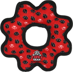 TUFFY- World's Tuffest Soft Dog Toy- Ultimate Gear Ring - Red Paw-Squeakers - Multiple Layers. Made Durable, Strong & Tough.Interactive Play (Tug,Toss & Fetch).Machine Washable & Floats.