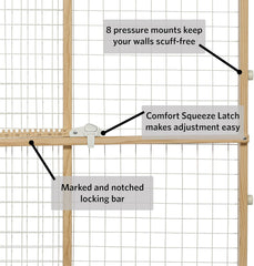 MidWest Homes for Pets Wire Mesh Pet Safety Gate, Pressure Mounted Dog Gate, Natural Wood & White Powder Coated Wire Mesh