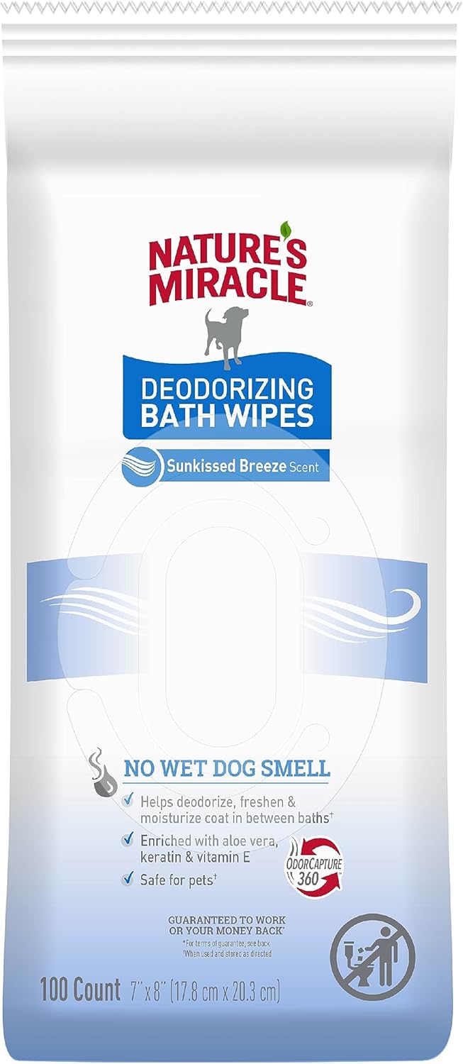 Nature's Miracle Deodorizing Bath Wipes Sunkissed Breeze Scent, 100 ct