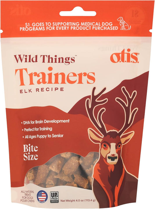 O.T.I.S. Wild Things Trainers Elk Recipe – 4 oz – Bite-Size Dog Training Treats with DHA, Ashwagandha & L-Theanine – GMO-Free – No Hormones or Additives