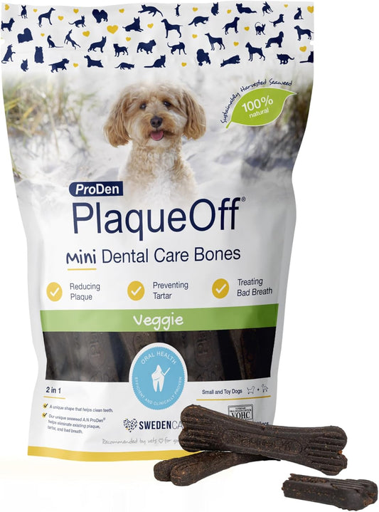 Proden PlaqueOff Sytem Mini Dental Care Bones for Dogs - Vegetable 12 oz, Green, 340G