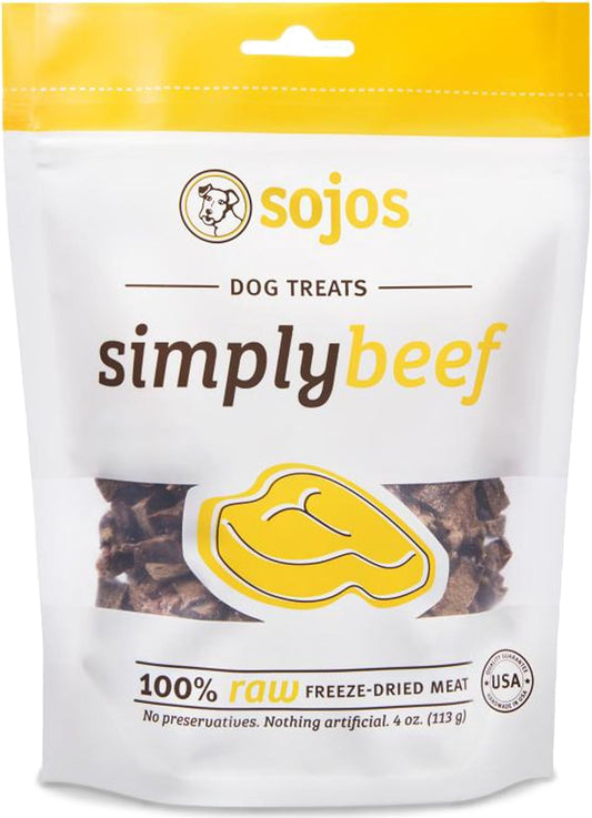Sojos Natural Pet Food Simply Beef Grain Free Freeze-Dried Raw Dog Treats 4 Ounce