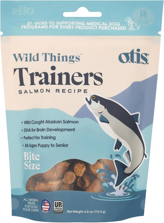 O.T.I.S. Wild Things Trainers Salmon Recipe – 4 oz – Bite-Size Dog Training Treats with DHA, Ashwagandha & L-Theanine – Wild Caught – No Hormones or Additives