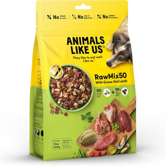 Animals Like Us - RawMix50 Premium Freeze-Dried Raw Grass-Fed Lamb Recipe Dog Food, Protein Rich, Includes Kibble, Non-GMO, No Wheat or Corn