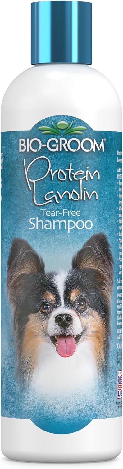 Bio-Groom Protein Lanolin Dog Shampoo – Tear-Free Pet Shampoo, Dog Bathing Supplies, Puppy Wash, Cat & Dog Grooming Supplies, Cruelty-Free, Made in USA, Tearless Dog Products – 12 fl oz 1-Pack