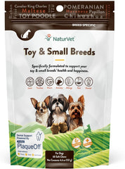 NaturVet Small Breeds Supplement- for Joint Support, Digestion, Skin, Coat Care- Dog Multivitamins with Minerals, Omega-3, PlaqueOff- Wheat-Free Vitamins for Dogs- Toy and Small Breeds
