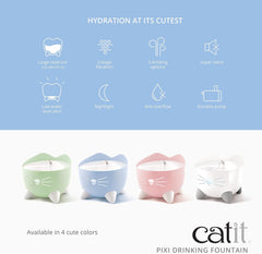Catit PIXI Drinking Fountain – Cat Water Fountain with Triple Filter and Ergonomic Drinking Options, Stainless Steel