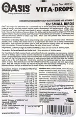 OASIS Vita Drops for Small Birds, 2- ounce liquid multivitamin