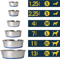 OurPet's DuraPet Premium Dishwasher Safe Stainless Steel Dog Bowl for Food or Water [Multiple Sizes for Small to Large Dogs] in Traditional or Wide Base Design