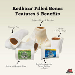 Redbarn Filled Dog Bones, Natural Long-Lasting Dental Treats; Suitable for Aggressive Chewers(Chicken)