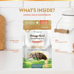 NaturVet Scoopables Omega-Gold Anchovy Oil & Salmon Supplement For Dogs and Cats - Supports Healthy Skin & Coat Plus DHA, EPA, Omega-3, & Omega-6 - Anchovy & Salmon Flavored For Dog and Cat