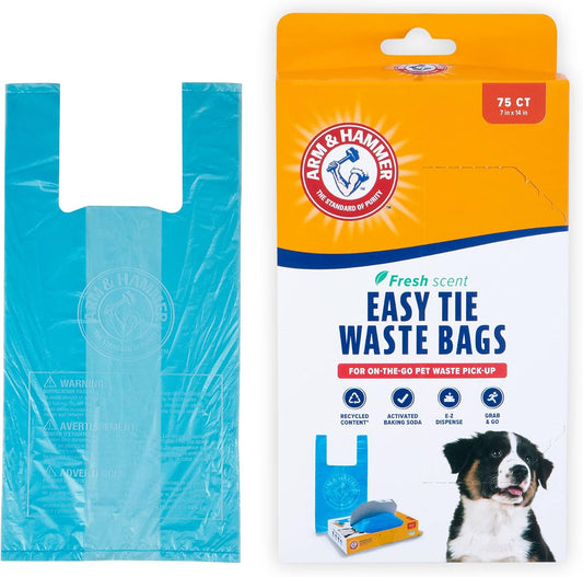 ARM & HAMMER Easy-Tie Waste Bags, Blue, 75 Count