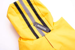 Fashion Pet Rainy Days Slicker - Yellow Dog Rain Jacket With Hood, Reflective Strip for Safety, Leash Hole & Adjustable Velcro Belly Strap, 100% Polyester Water Resistant Pet Raincoat