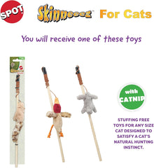 Skinneeez Stuffing-Free Forest Friends Cat Teaser Wand Toy with Catnip – Interactive Play for Cats and Breeds, Assorted Characters, 12-Inch